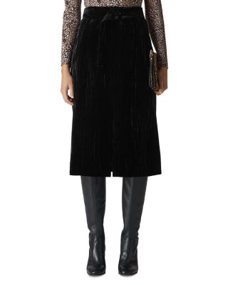 whistles black velvet skirt