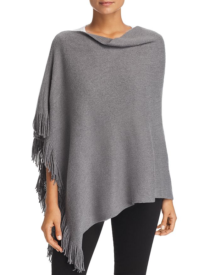 Echo Fringed Poncho In Charcoal