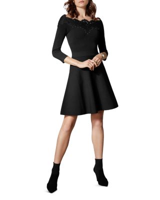 KAREN MILLEN - Lace-Trim Off-the-Shoulder Dress