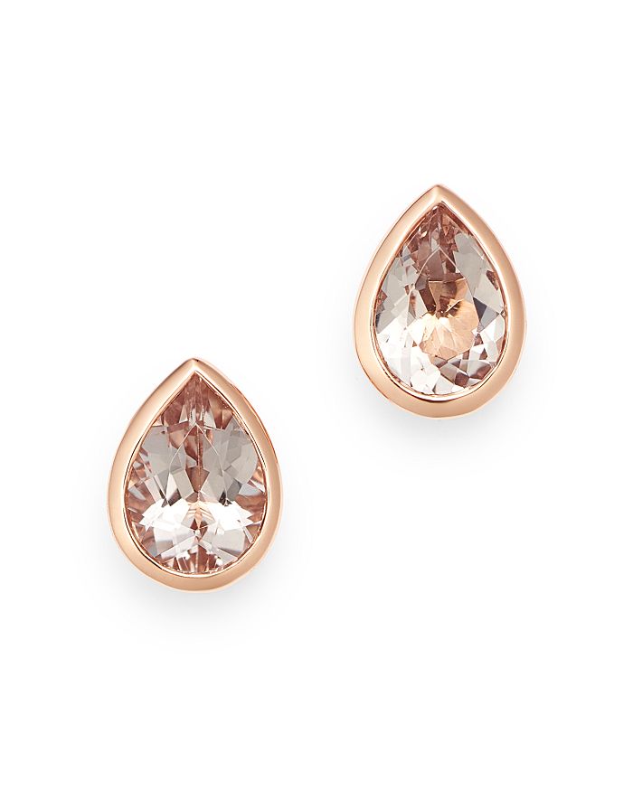Bloomingdale's Morganite Pear Shaped Bezel Set Stud Earrings In 14k Rose Gold - 100% Exclusive In Pink/rose Gold