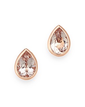 Bloomingdale's Morganite Pear Shaped Bezel Set Stud Earrings in 14K Rose Gold - 100% Exclusive