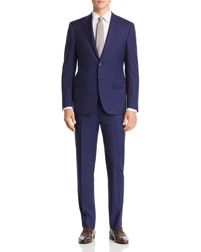 Canali Siena Striped Classic Fit Suit In Navy