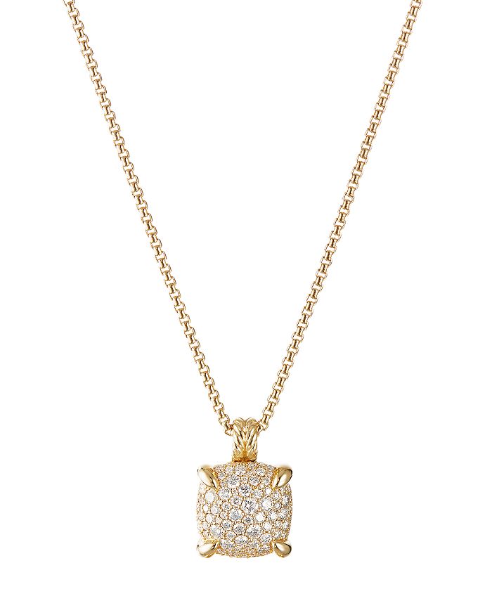 David Yurman Chatelaine Pendant Necklace With Diamonds In 18k Yellow Gold, 18 In White/gold
