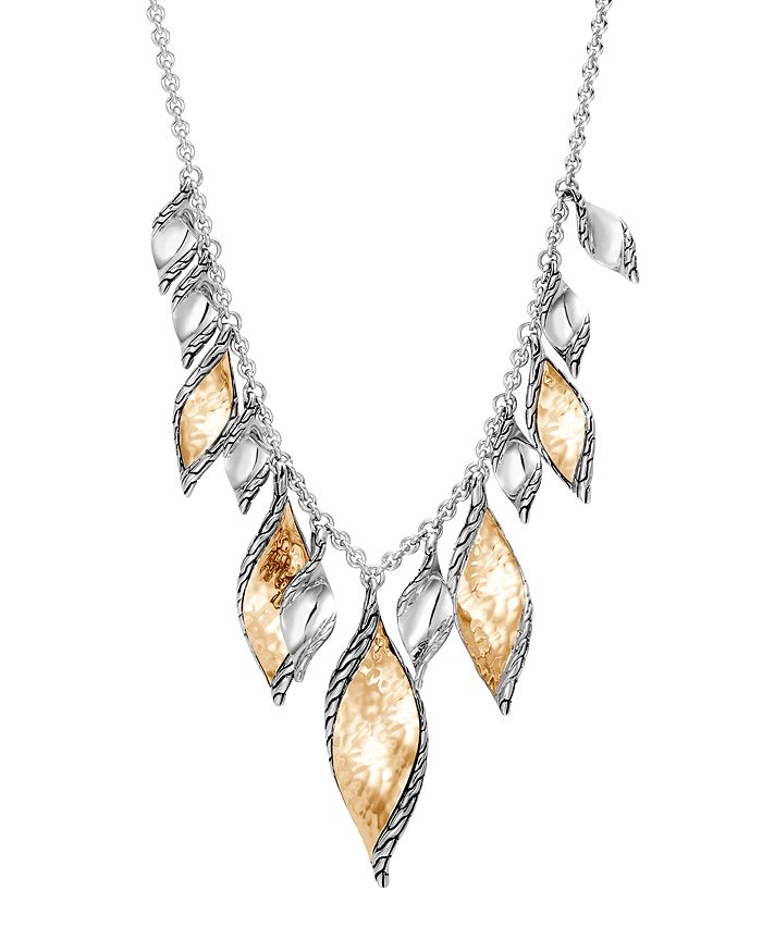 JOHN HARDY 18K YELLOW GOLD & STERLING SILVER CLASSIC CHAIN WAVE HAMMERED DROP NECKLACE, 18,NZ90084X16-18