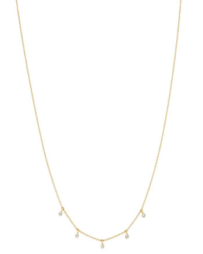 Zoë Chicco 14k Yellow Gold Dangling Diamond Choker Necklace, 16 In White/gold