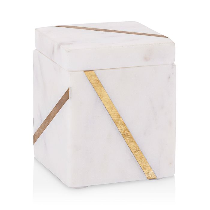 Kassatex Marble Brass Cotton Jar In White/gold
