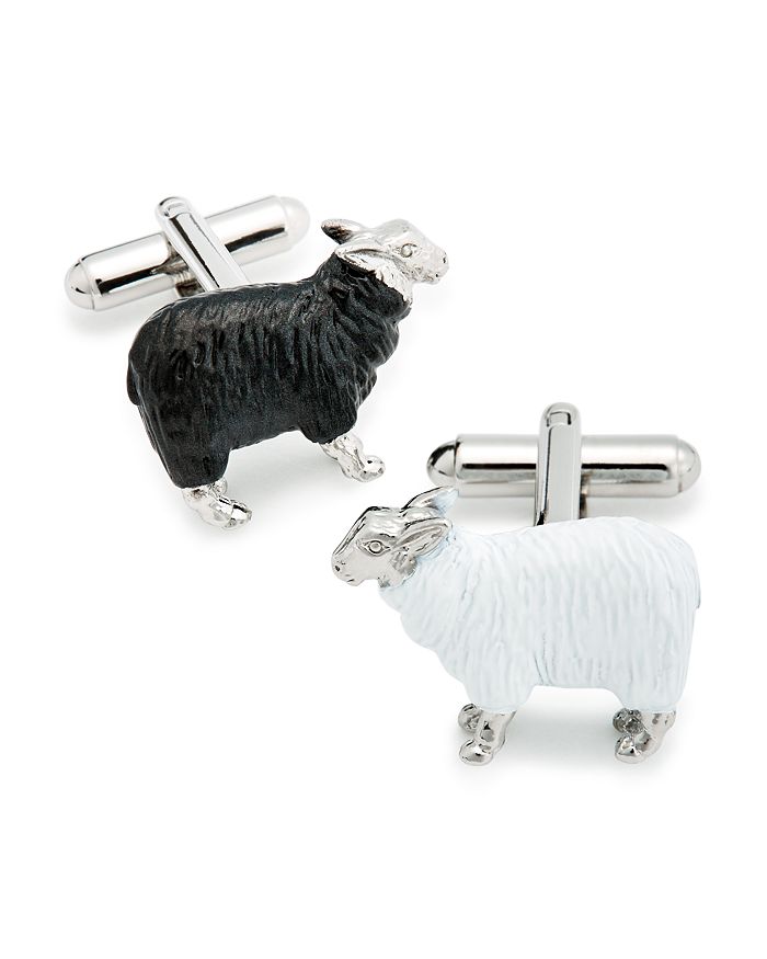 Link Up Black Sheep & White Sheep Cufflinks In Black And White