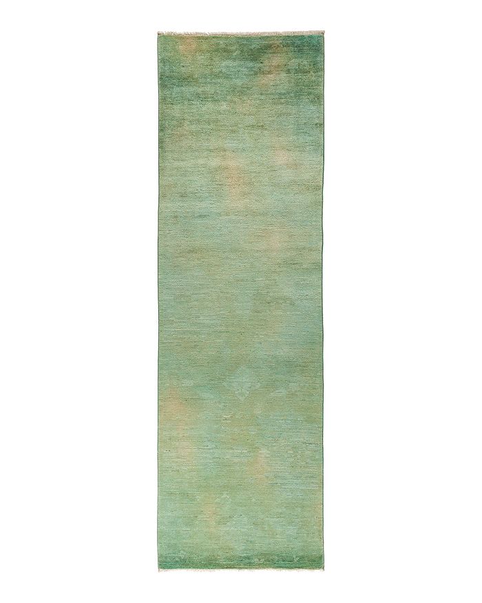Bloomingdale's Vibrance Omaha Hand-knotted Runner Rug, 3' 2 X 10' 6 In Green