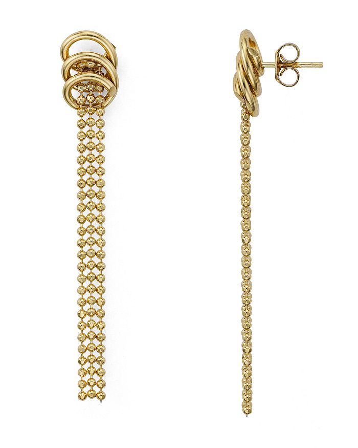 Argento Vivo Ring & Ball Fringe Linear Drop Earrings 14k Gold-plated Sterling Silver Or Sterling Silver