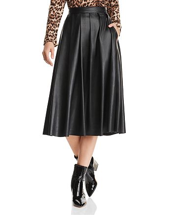Hudson Pleated Faux-Leather Skirt | Bloomingdale's