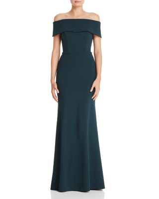 AQUA Off-the-Shoulder Scuba Crepe Gown 100% Exclusive