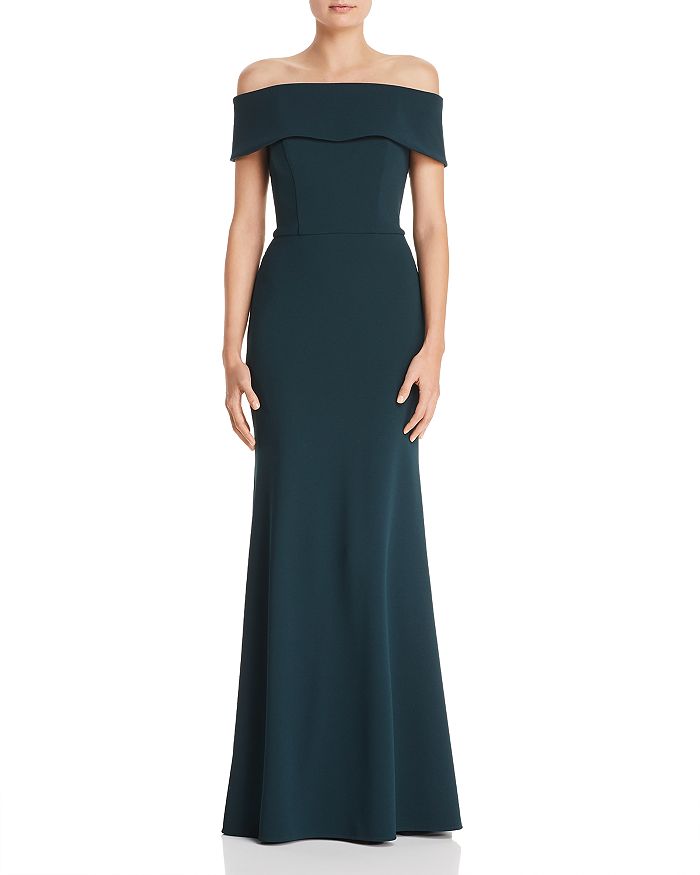 AQUA Off-the-Shoulder Scuba Crepe Gown - 100% Exclusive | Bloomingdale's