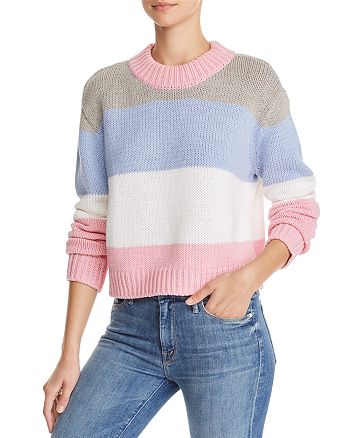 AQUA - Striped Cropped Sweater - 100% Exclusive