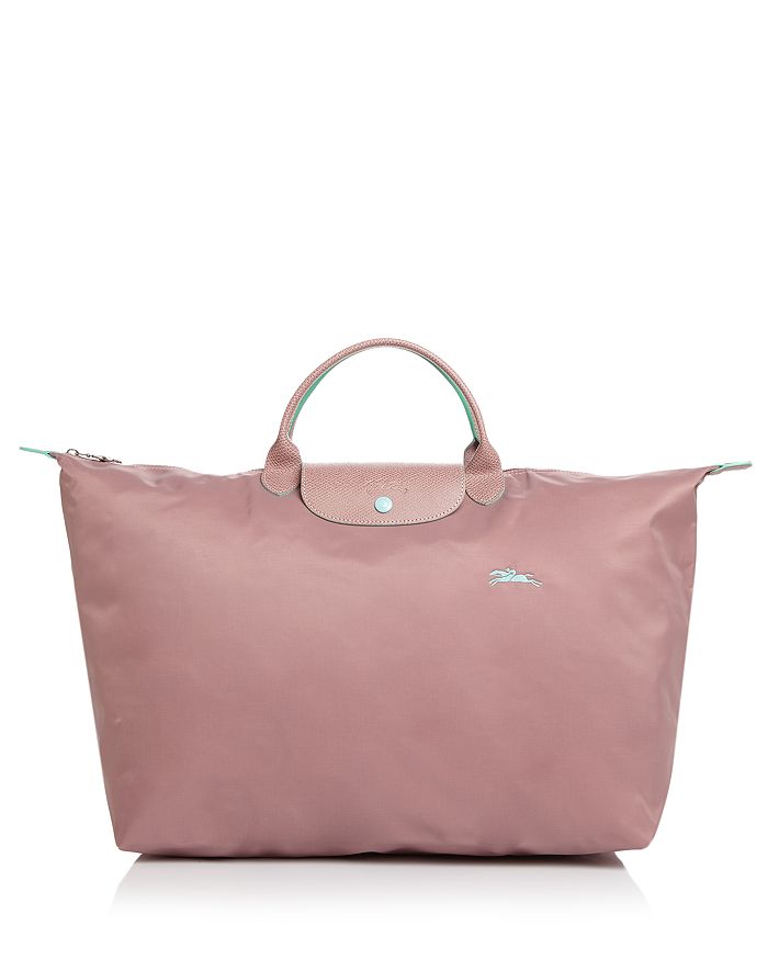 Longchamp Le Pliage Club Large Nylon Travel Bag In Antique Pink/silver