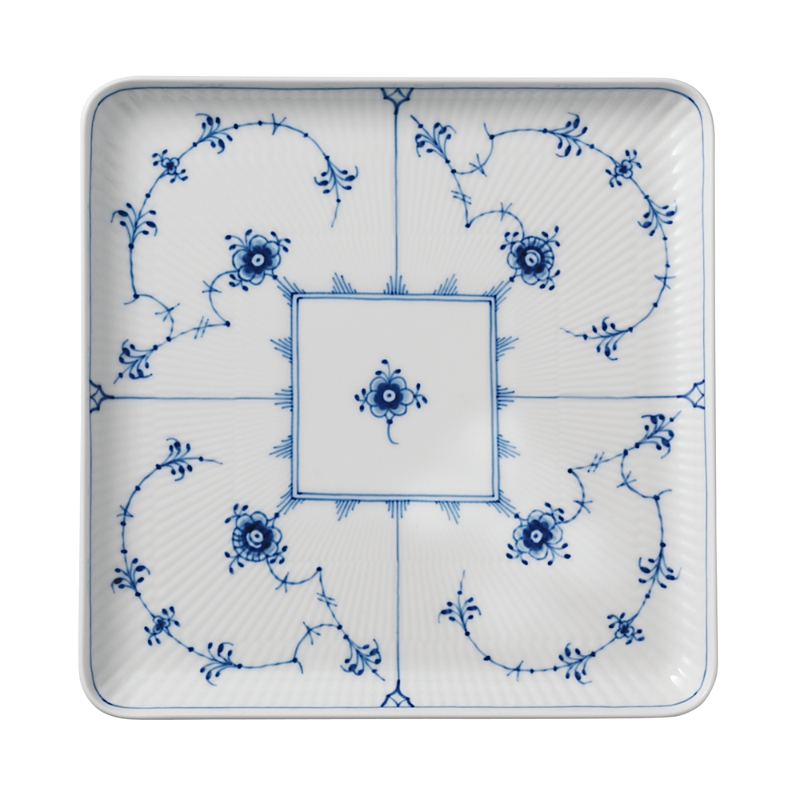 Royal Copenhagen Blue Fluted Plain Large Square Plate In Two-tone