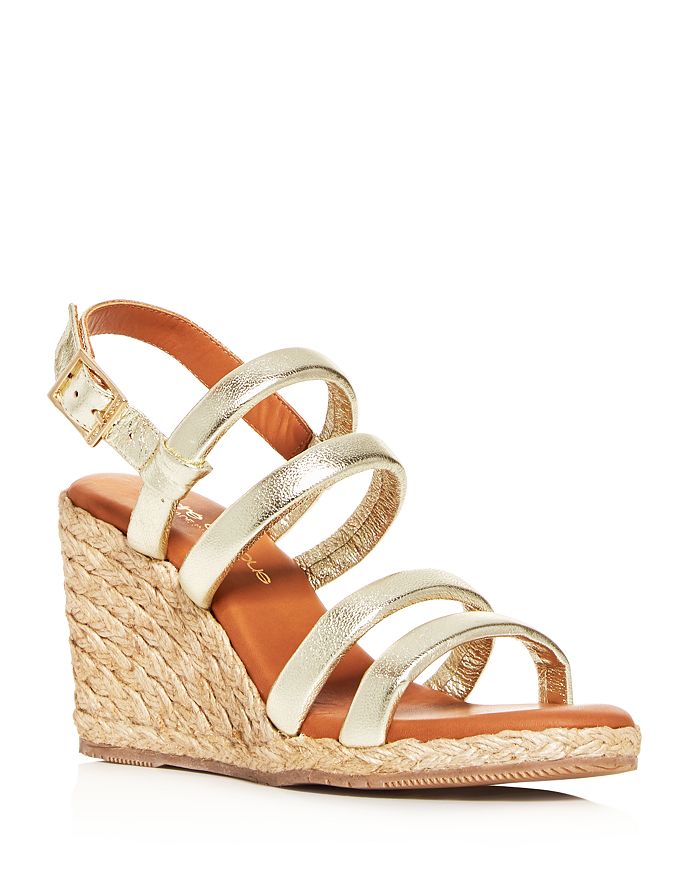 Andre Assous Women's Rebecca Strappy Wedge Sandals In Platino