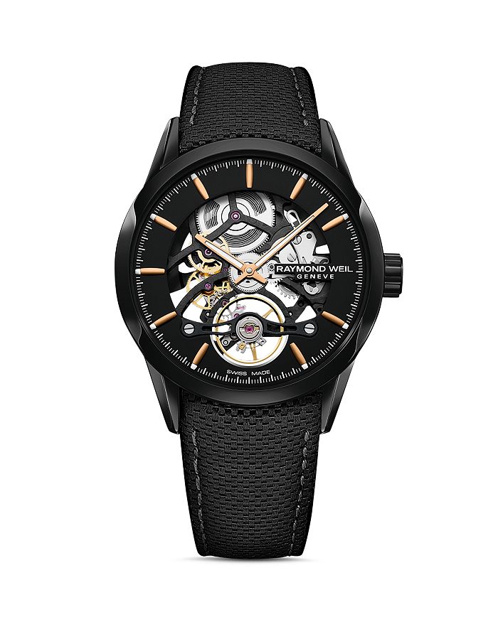 Shop Raymond Weil Freelancer Calibre Rw1212 Skeleton Watch, 42mm In Black