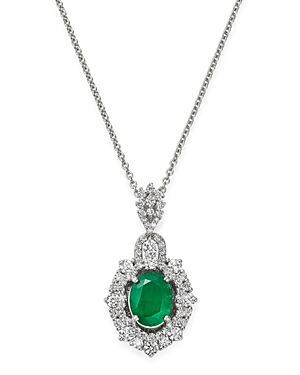 Emerald & Diamond Pendant Necklace in 14K White Gold, 18 - 100% Exclusive