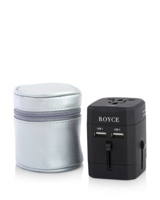ROYCE New York - International Travel Adapter in Leather Carrying Case