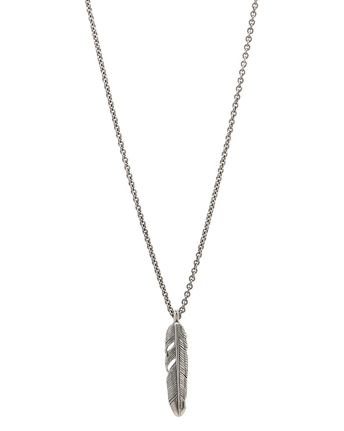 John Varvatos Sterling Silver Feather Pendant Necklace, 24