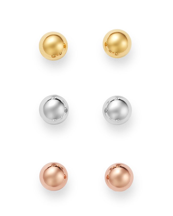 Bloomingdale's Ball Stud Earrings Set In 14k Yellow, White & Rose Gold - 100% Exclusive In Multi