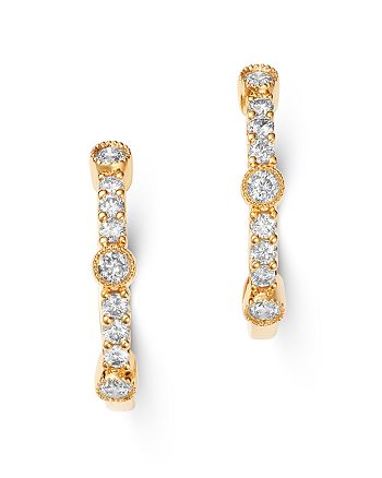 Bloomingdale's Diamond Milgrain Hoop Earrings in 14K Yellow Gold, 0.50 ...