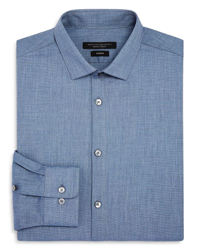 John Varvatos Textured Solid Slim Fit Dress Shirt | Bloomingdale's