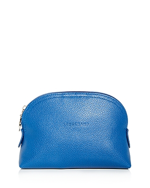 Longchamp Le Foulonne Leather Cosmetics Case In Sapphire/silver