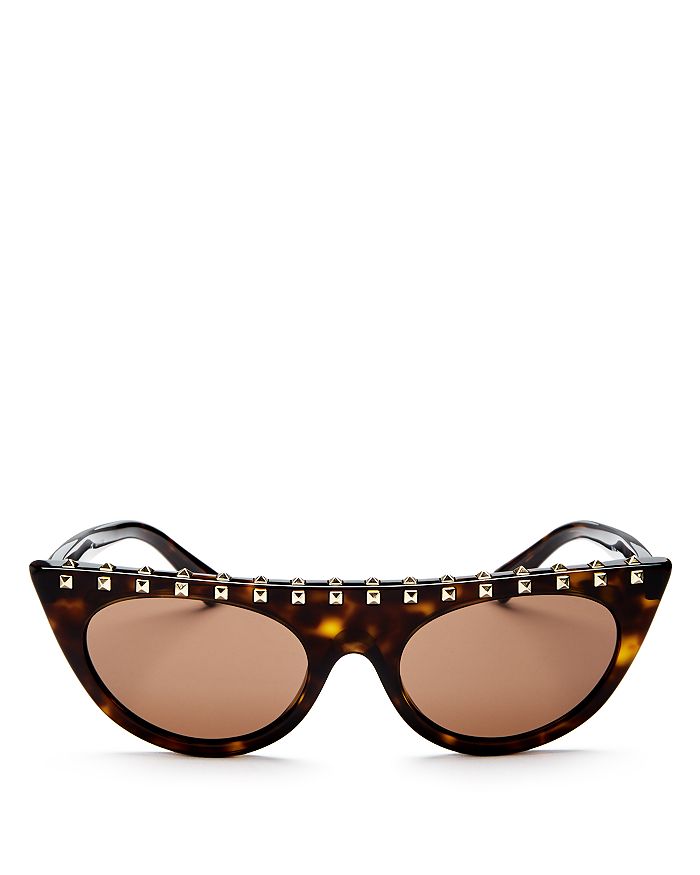 Valentino Women's Rockstud Cat Eye Sunglasses, 52mm In Havana/brown