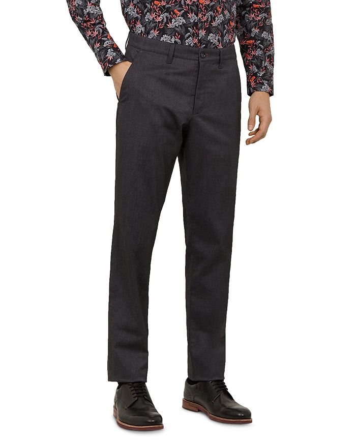 Ted Baker Claiel Semi-plain Slim Fit Trousers In Charcoal