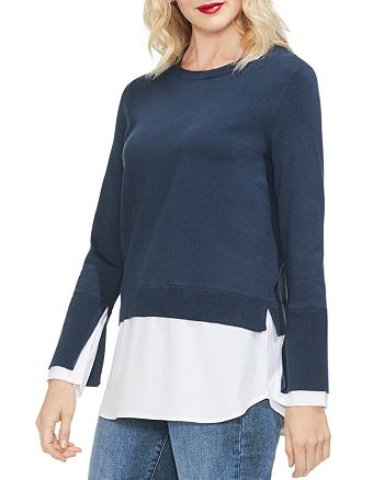 VINCE CAMUTO Faux-Underlay Sweater | Bloomingdale's