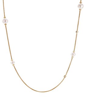 David Yurman - Pearl Cluster Chain Necklace in 18K Yellow Gold with Diamonds, 36"