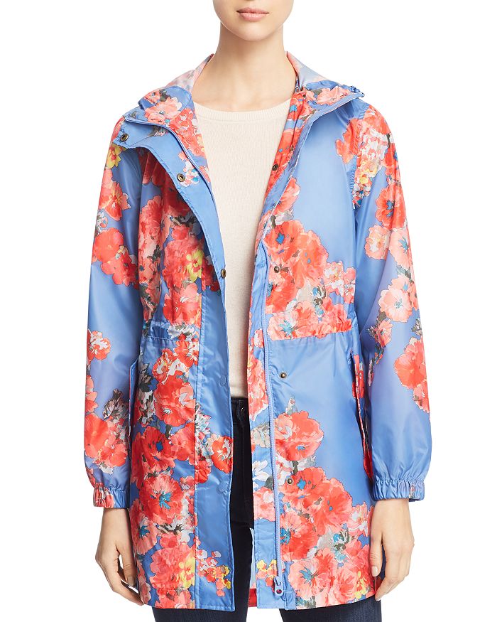 Joules Golightly Packable Floral Print Raincoat In Blue Floral