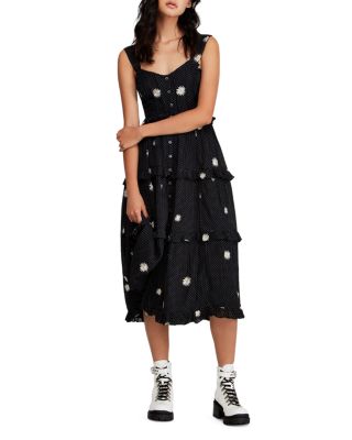 Free People Daisy Chain Embroidered Ruffled Midi Dress Bloomingdale s