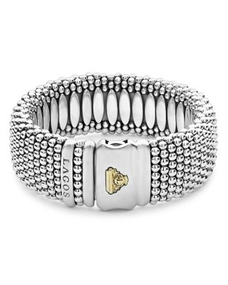 Sterling Silver Caviar Wide Bracelet