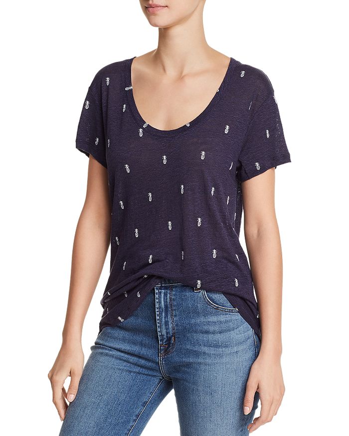 Rails Luna Pineapple Print Tee In Navy W/ White Pineapples