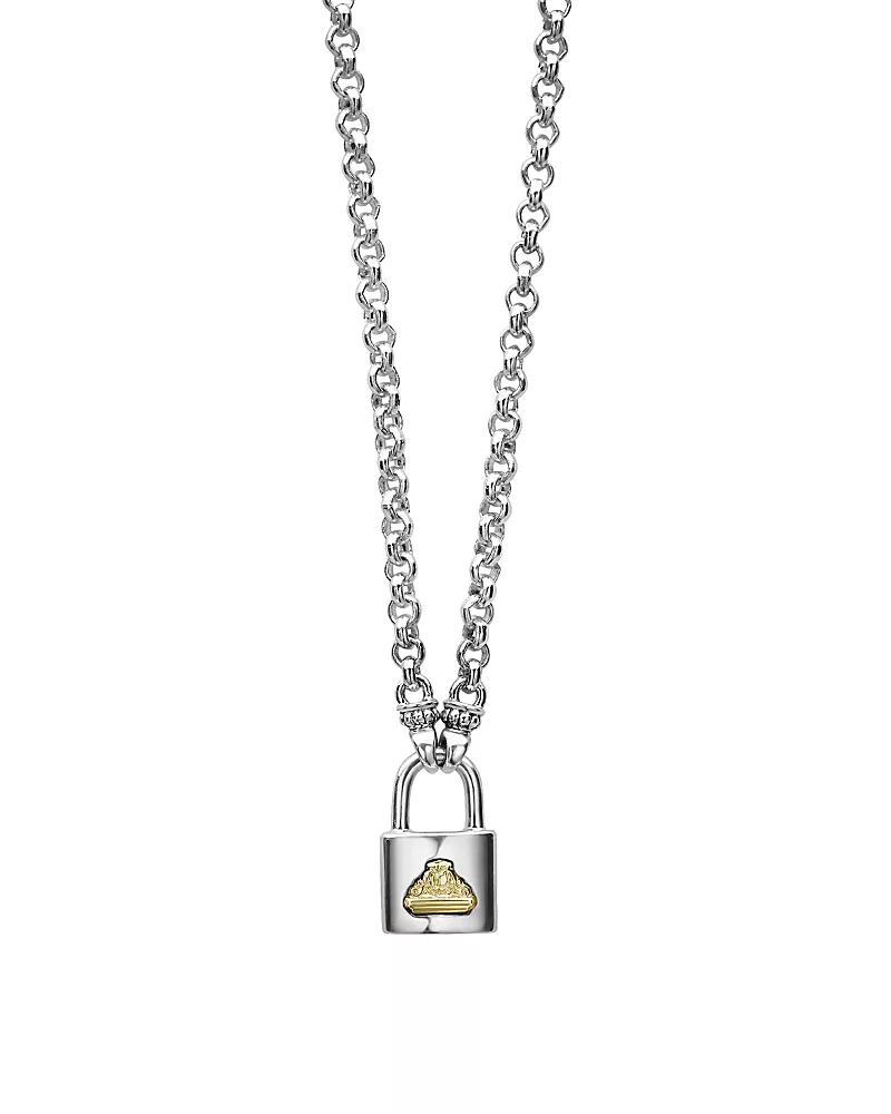 Lagos Sterling Silver & 18K Yellow Gold Beloved Lock Pendant Necklace, 18