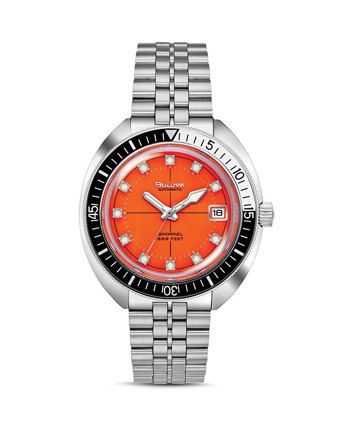 Bulova Limited-edition Devil Diver Watch, 40.5mm In Orange/silver