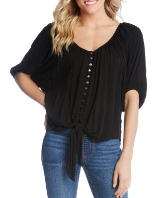 Karen Kane - Crinkled-Gauze Tie-Front Top