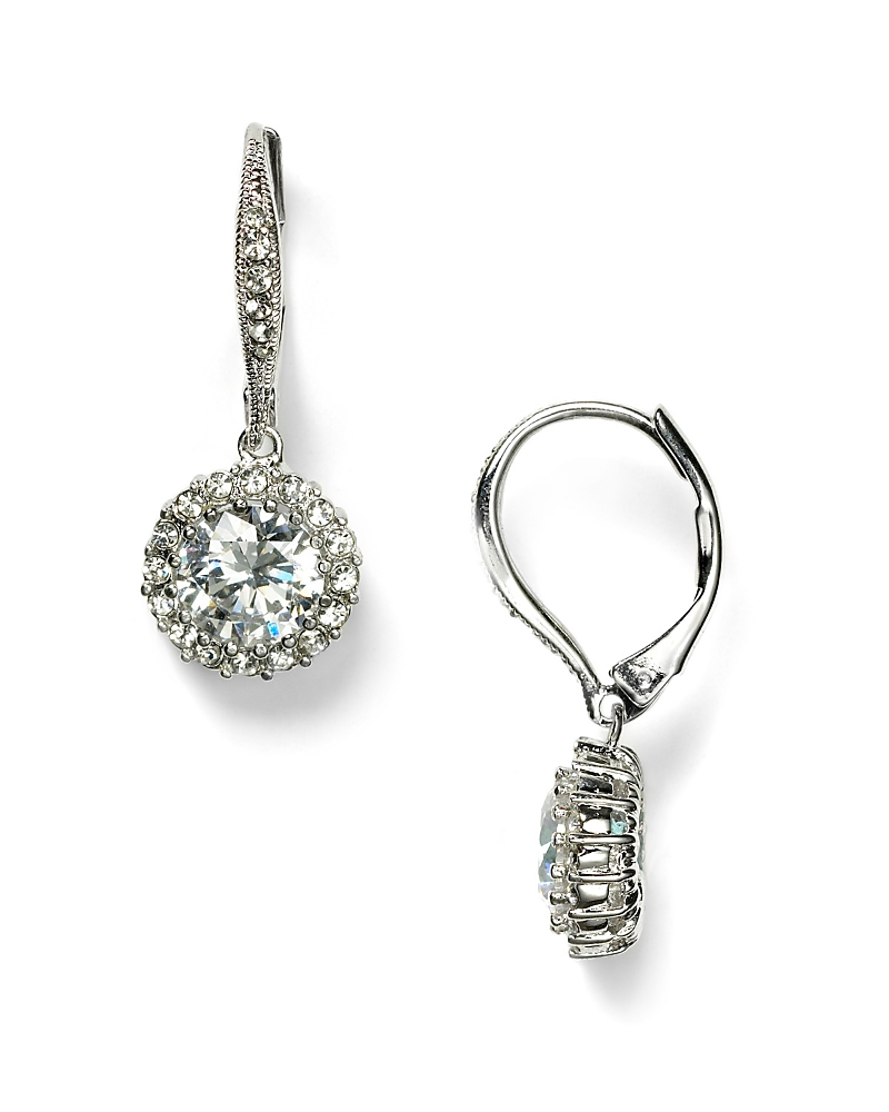 NADRI FRAMED ROUND CUBIC ZIRCONIA DROP EARRINGS NV6691RCG