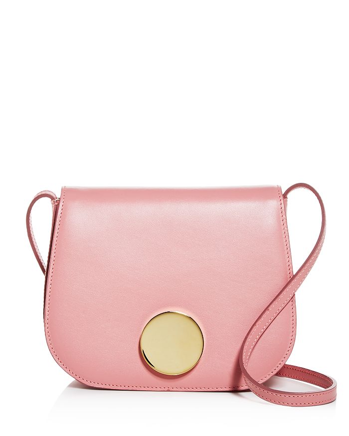 Little Liffner Leather Mini Saddle Bag In Pink/silver