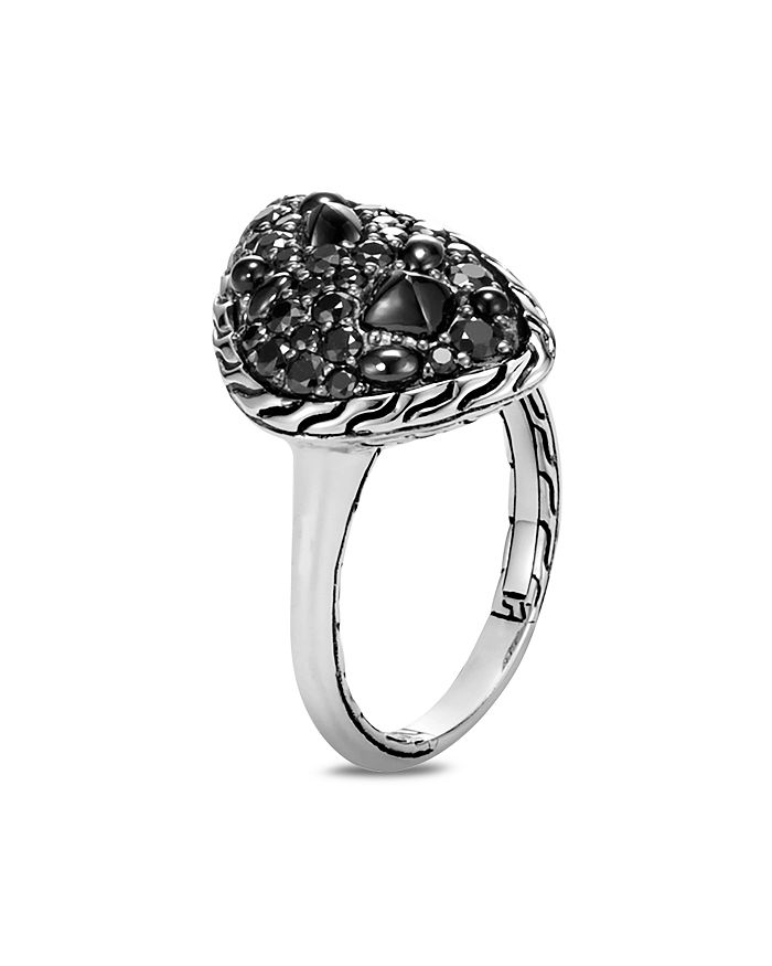 JOHN HARDY STERLING SILVER CLASSIC CHAIN SMALL RING WITH BLACK SAPPHIRE & BLACK SPINEL,RBS903604BLSBNX7