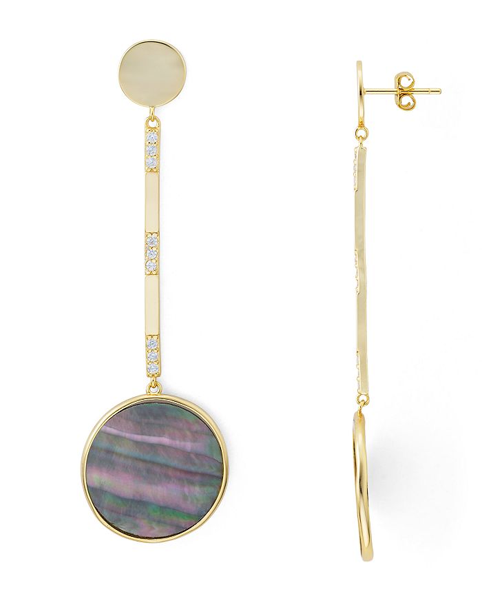 ARGENTO VIVO LINEAR CIRCLE MOTHER-OF-PEARL DROP EARRINGS IN 18K GOLD-PLATED STERLING SILVER,124976GGRY