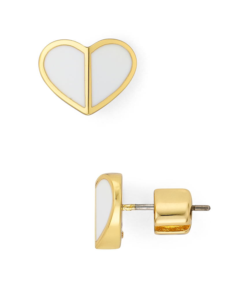 Kate Spade Gold-tone Heart Stud Earrings In White ModeSens