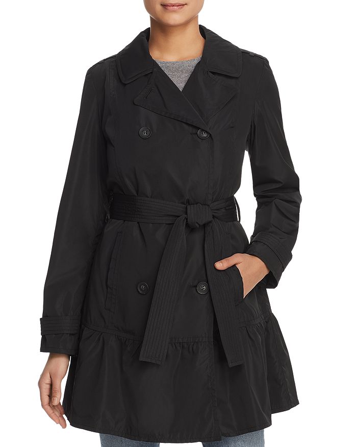 Kate Spade New York Flounced Hem Trench Coat In Black | ModeSens