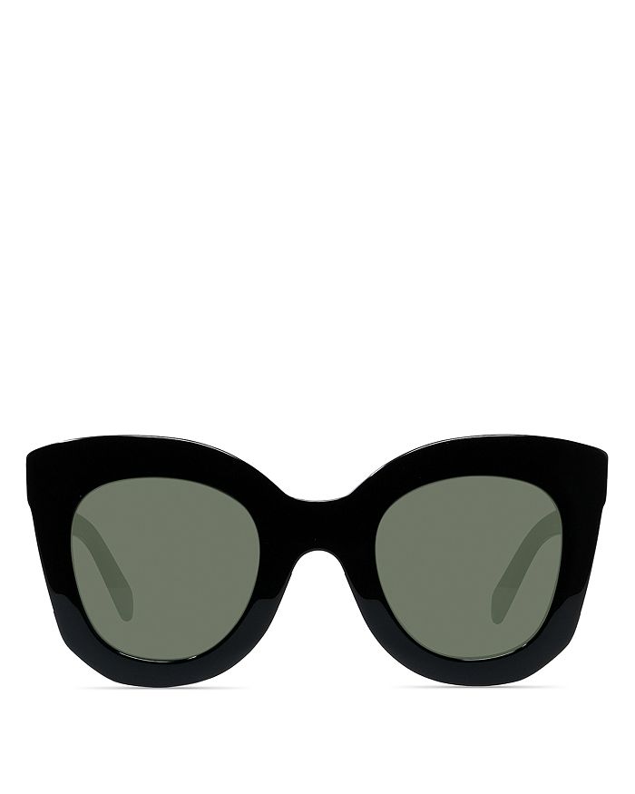 Celine Round Sunglasses, 47mm In Black/green