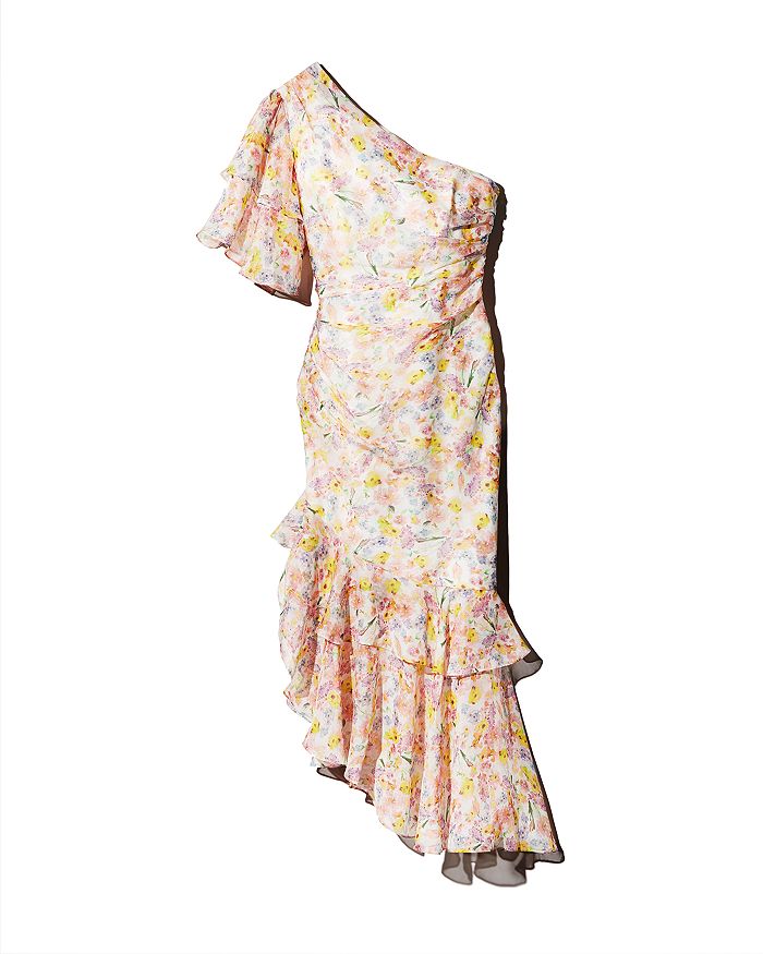 AMUR Wild Meadow One-Shoulder Silk Dress,580666