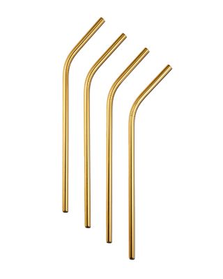 Gold Straws & Cleaning Brush, Set of 4