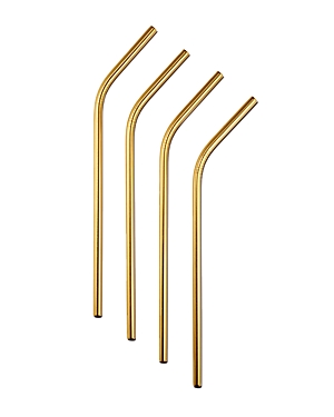 Orrefors Gold Straws & Cleaning Brush, Set of 4