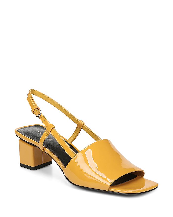 Via Spiga Women s Florian Block Heel Slingback Sandals In Mango Patent ModeSens
